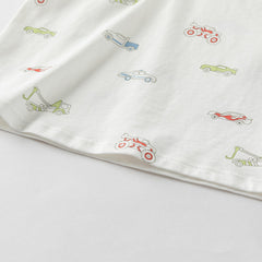 Dave&Bella Toddler Boys Summer Versatile Striped/Car Print Pure Cotton Tank Tops