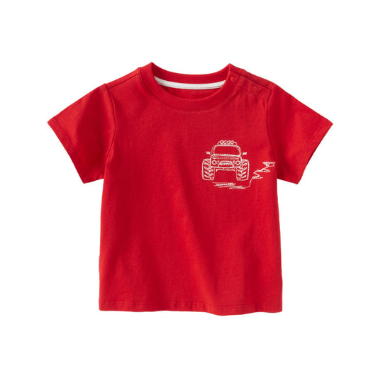 Dave&Bella Toddler Boys Summer Charming Red Comfortable Cotton T-shirt Tops