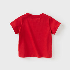 Dave&Bella Toddler Boys Summer Charming Red Comfortable Cotton T-shirt Tops