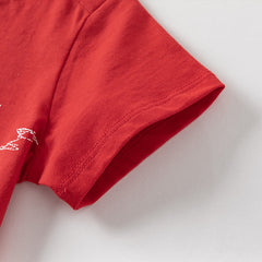 Dave&Bella Toddler Boys Summer Charming Red Comfortable Cotton T-shirt Tops