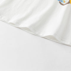 Dave&Bella Toddler Boys Summer White/Grey Cute Print Soft Cotton Versatile T-shirt Tops