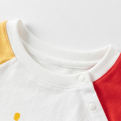 Dave&Bella Toddler Boys Summer White/Grey Cute Print Soft Cotton Versatile T-shirt Tops