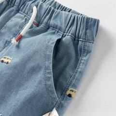 Dave&Bella Toddler Boys Summer Versatile Denim Blue Jeans Shorts