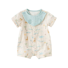 Dave&Bella Baby Girls Summer Cute Green/Pink Short sleeve Soft Rompers(bid)