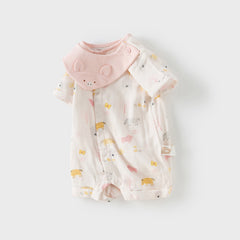 Dave&Bella Baby Girls Summer Cute Green/Pink Short sleeve Soft Rompers(bid)