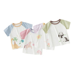 Dave&Bella Toddler Girls/Boys Summer Playful Multi-Print T-shirts Tops