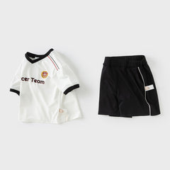 Dave&Bella Kids Boys Summer Sports Red T-shirt White Short Sets