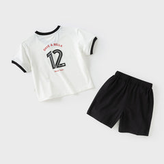 Dave&Bella Kids Boys Summer Sports Red T-shirt White Short Sets