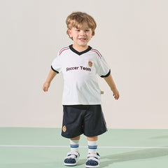 Dave&Bella Kids Boys Summer Sports Red T-shirt White Short Sets