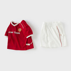 Dave&Bella Kids Boys Summer Sports Red T-shirt White Short Sets