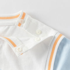 Dave&Bella Toddler Boys Summer Ice Blue/Yellow Breathable Cotton T-shirt Tops