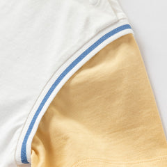 Dave&Bella Toddler Boys Summer Ice Blue/Yellow Breathable Cotton T-shirt Tops