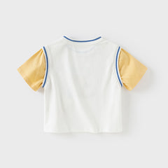 Dave&Bella Toddler Boys Summer Ice Blue/Yellow Breathable Cotton T-shirt Tops