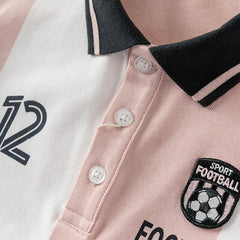 Dave&Bella Kids Boys Summer Sports-style Striped Outdoor Polos Shorts Sets