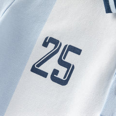 Dave&Bella Kids Boys Summer Sports-style Striped Outdoor Polos Shorts Sets