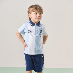 Dave&Bella Kids Boys Summer Sports-style Striped Outdoor Polos Shorts Sets