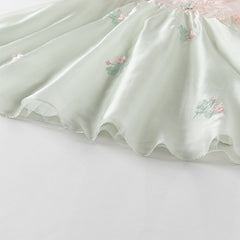 Dave&Bella Girls Summer Elegance Strapless Sleeveless Green Mesh A-line Dresses