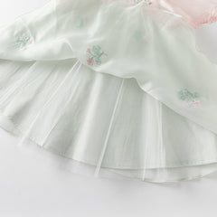 Dave&Bella Girls Summer Elegance Strapless Sleeveless Green Mesh A-line Dresses