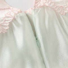 Dave&Bella Girls Summer Elegance Strapless Sleeveless Green Mesh A-line Dresses