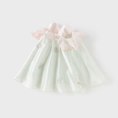 Dave&Bella Girls Summer Elegance Strapless Sleeveless Green Mesh A-line Dresses