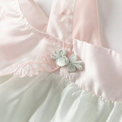 Dave&Bella Girls Summer Elegance Strapless Sleeveless Green Mesh A-line Dresses