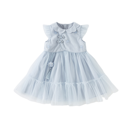 Dave&Bella Girl Summer Classic Blue Purple Mesh Princess Sleeveless Dress