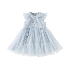 Dave&Bella Girl Summer Classic Blue Purple Mesh Princess Sleeveless Dress