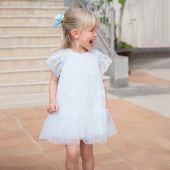 Dave&Bella Girls Summer Sweet Ocean Blue Mesh Party Dress