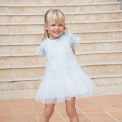 Dave&Bella Girls Summer Sweet Ocean Blue Mesh Party Dress