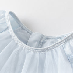 Dave&Bella Girls Summer Sweet Ocean Blue Mesh Party Dress