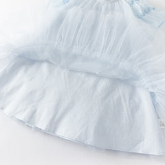 Dave&Bella Girls Summer Sweet Ocean Blue Mesh Party Dress