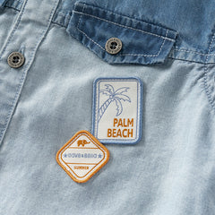 Dave&Bella Toddler Boys Summer Cool Denim Blue Color Block Shirt Top