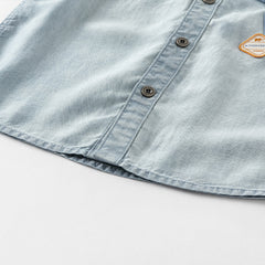 Dave&Bella Toddler Boys Summer Cool Denim Blue Color Block Shirt Top