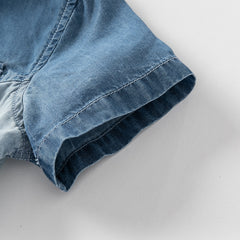 Dave&Bella Toddler Boys Summer Cool Denim Blue Color Block Shirt Top