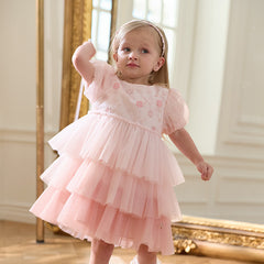 Dave&Bella Girls Summer Pink Mesh Princess Cake Dress