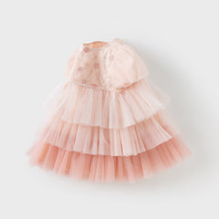 Dave&Bella Girls Summer Pink Mesh Princess Cake Dress