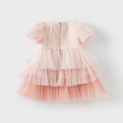 Dave&Bella Girls Summer Pink Mesh Princess Cake Dress