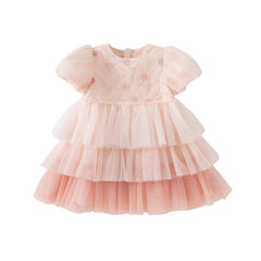 Dave&Bella Girls Summer Pink Mesh Princess Cake Dress