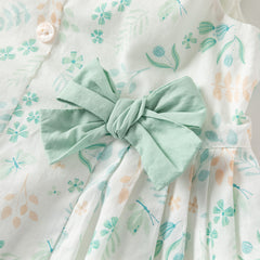 Dave&Bella Girls Summer Cotton Leaf Print Sleeveless Dress