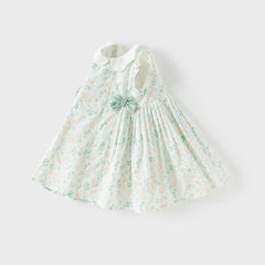 Dave&Bella Girls Summer Cotton Leaf Print Sleeveless Dress