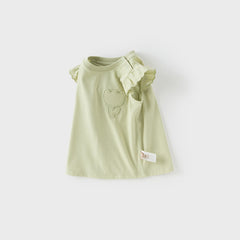 Dave&Bella Toddler Girls Summer Grey Purple/Green Sleeveless Versatile T-shirts