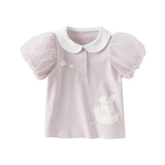 Dave&Bella Toddler Girls Summer Cotton Purple Sweet Polo T-shirts