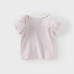 Dave&Bella Toddler Girls Summer Cotton Purple Sweet Polo T-shirts