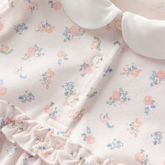 Dave&Bella Girls Summer Pink Floral Print Doll Collar Sweet Dress