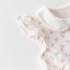 Dave&Bella Girls Summer Pink Floral Print Doll Collar Sweet Dress