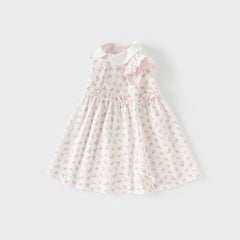 Dave&Bella Girls Summer Pink Floral Print Doll Collar Sweet Dress