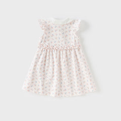 Dave&Bella Girls Summer Pink Floral Print Doll Collar Sweet Dress