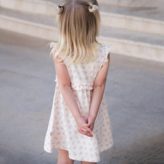 Dave&Bella Girls Summer Pink Floral Print Doll Collar Sweet Dress