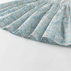 Dave&Bella Girls Summer Blue Floral Print Bubble Sleeve Dress