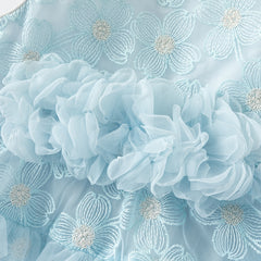 Dave&Bella Girls Summer Light Blue Sleeveless Lace Mesh Dress (hair band)